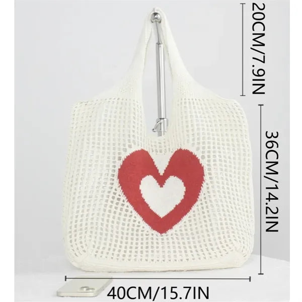 Heart knitted hollow bag