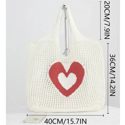 Heart knitted hollow bag