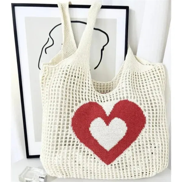 Heart knitted hollow bag