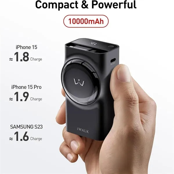 10000mah Fast Power Bank With Retractable Cable