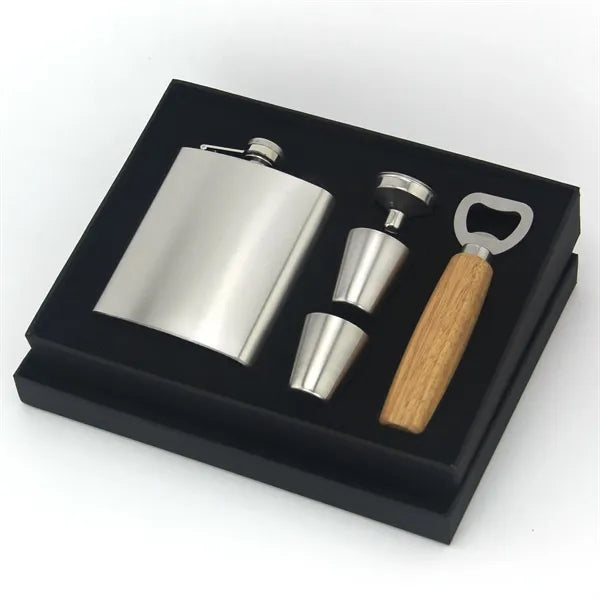7oz Stainless Steel Hip Flask Gift Set
