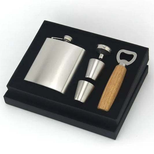 7oz Stainless Steel Hip Flask Gift Set
