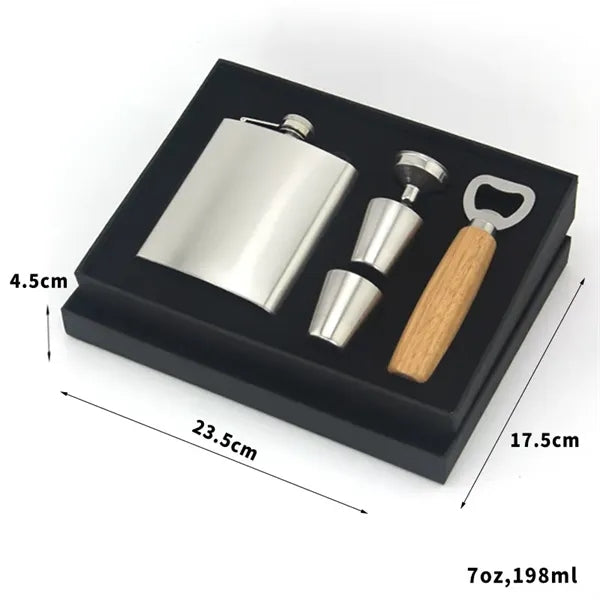 7oz Stainless Steel Hip Flask Gift Set