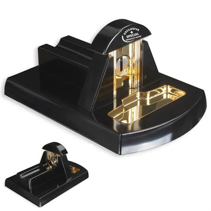 Bright Black Gold-Plated Desktop Straight Cigar Cutter