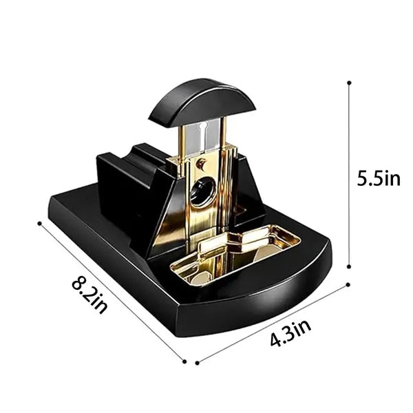 Bright Black Gold-Plated Desktop Straight Cigar Cutter
