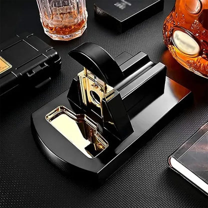 Bright Black Gold-Plated Desktop Straight Cigar Cutter