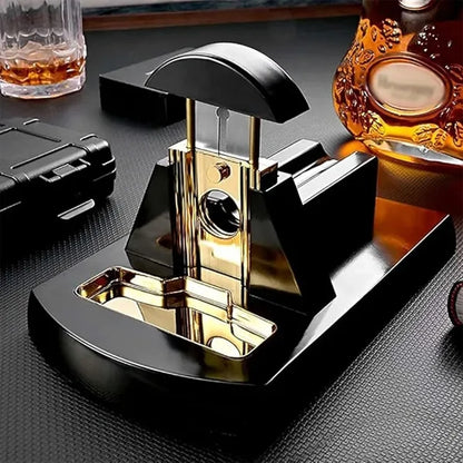 Bright Black Gold-Plated Desktop Straight Cigar Cutter