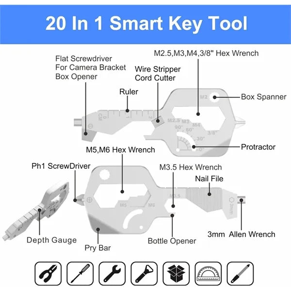 20 IN 1 Key Shaped Multitools
