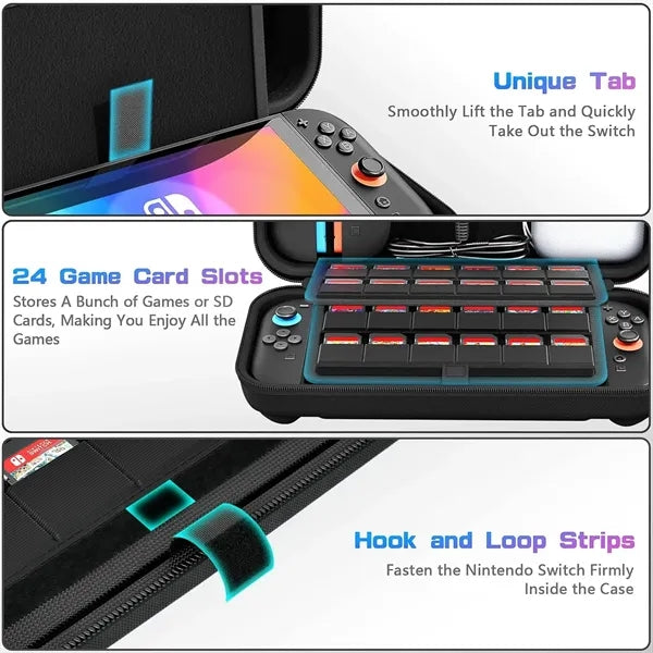 Switch 2 Carrying Case with 24 Games Cartridges Holder