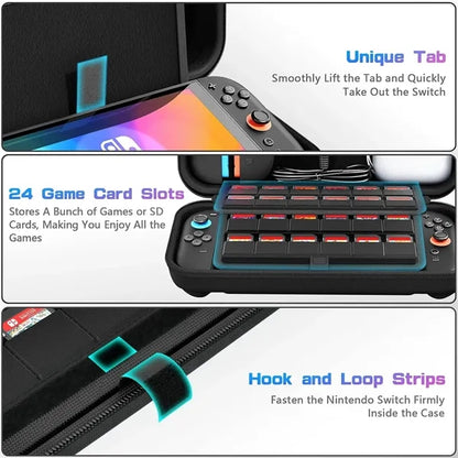 Switch 2 Carrying Case with 24 Games Cartridges Holder