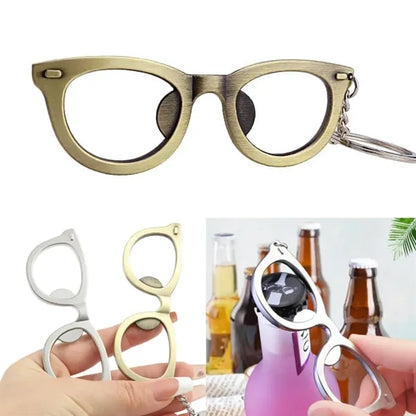 Metal Bottle Opener Keychain With Sunglasses Shape