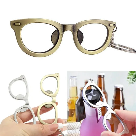 Metal Bottle Opener Keychain With Sunglasses Shape