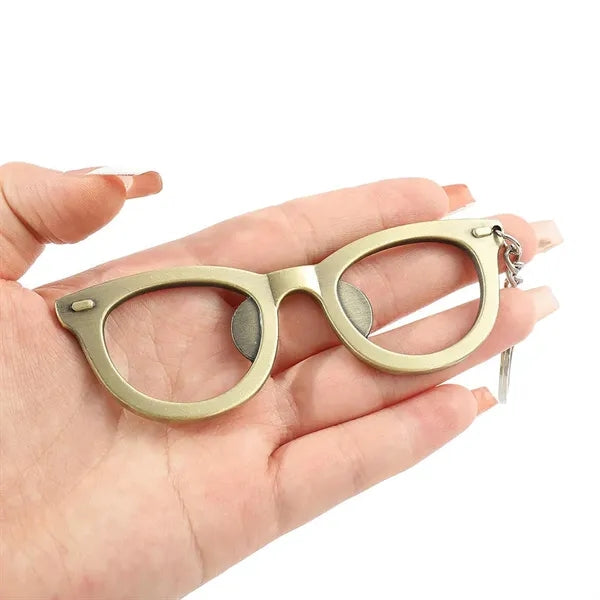 Metal Bottle Opener Keychain With Sunglasses Shape