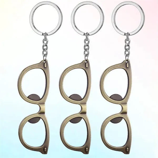 Metal Bottle Opener Keychain With Sunglasses Shape