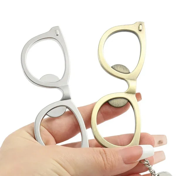 Metal Bottle Opener Keychain With Sunglasses Shape