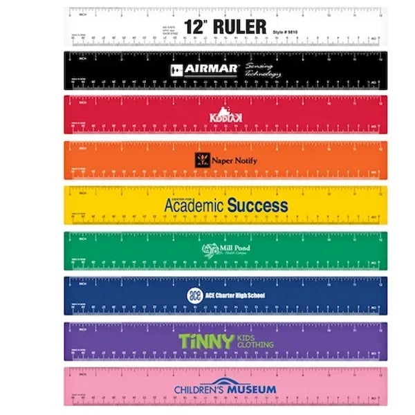 12" Double Beveled Edge Plastic Ruler