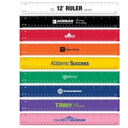 12" Double Beveled Edge Plastic Ruler