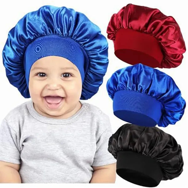 Soft Silk Satin Bonnet Sleeping Hat for Girls Boys