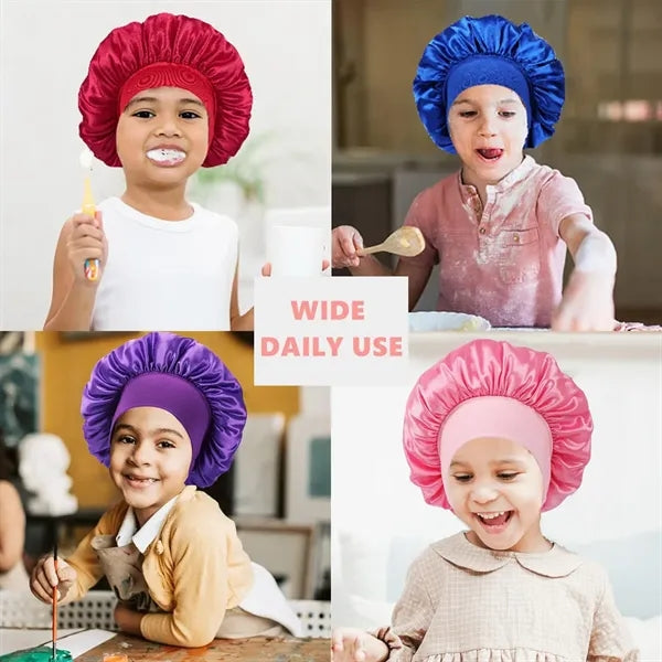 Soft Silk Satin Bonnet Sleeping Hat for Girls Boys
