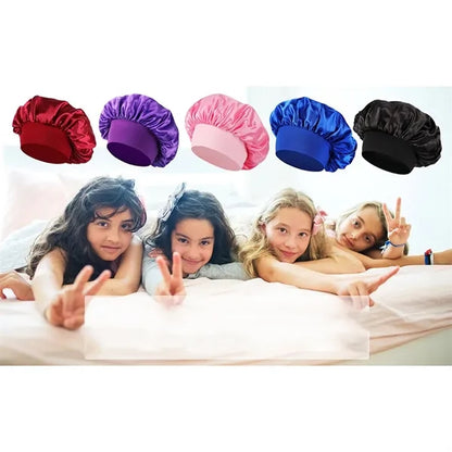 Soft Silk Satin Bonnet Sleeping Hat for Girls Boys