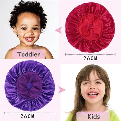 Soft Silk Satin Bonnet Sleeping Hat for Girls Boys