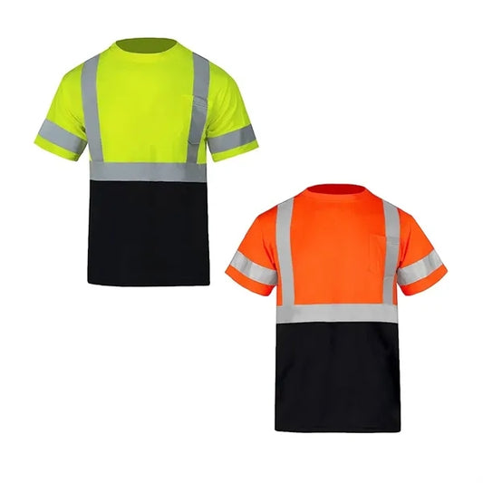 Short Sleeve Reflective Safety T-Shirt with Pocket BirdsEye