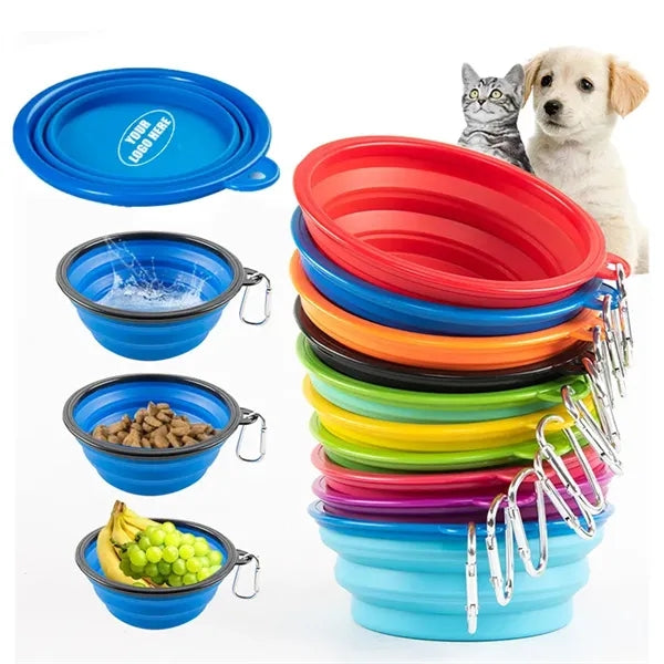 Collapsible Silicone Travel Pet Bowls With Carabiner