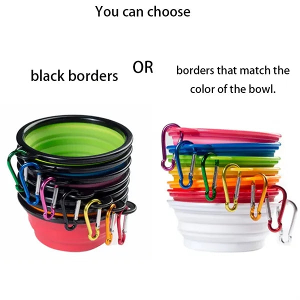 Collapsible Silicone Travel Pet Bowls With Carabiner