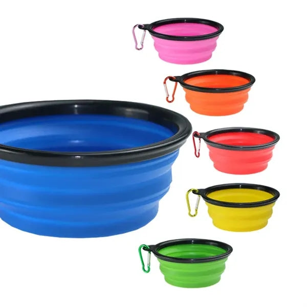 Collapsible Silicone Travel Pet Bowls With Carabiner