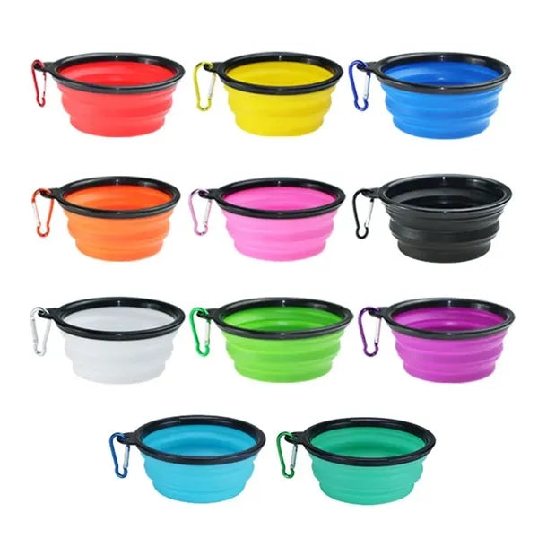 Collapsible Silicone Travel Pet Bowls With Carabiner