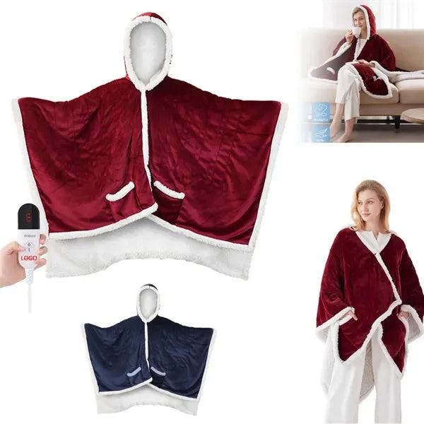 Wearable Heated Shawl Blanket With Pockets