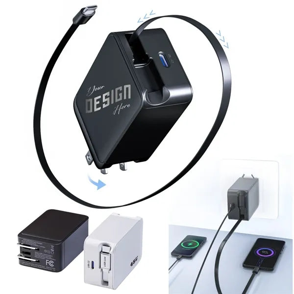 40W PD Fast Charger with Retractable Type C Cable