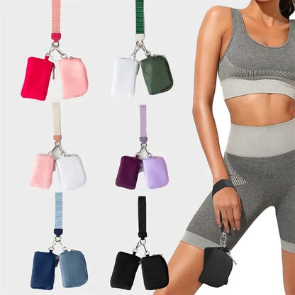 Mini Zip Wrist Wallet Dual Pouch Keychain Coin Pocket Purse