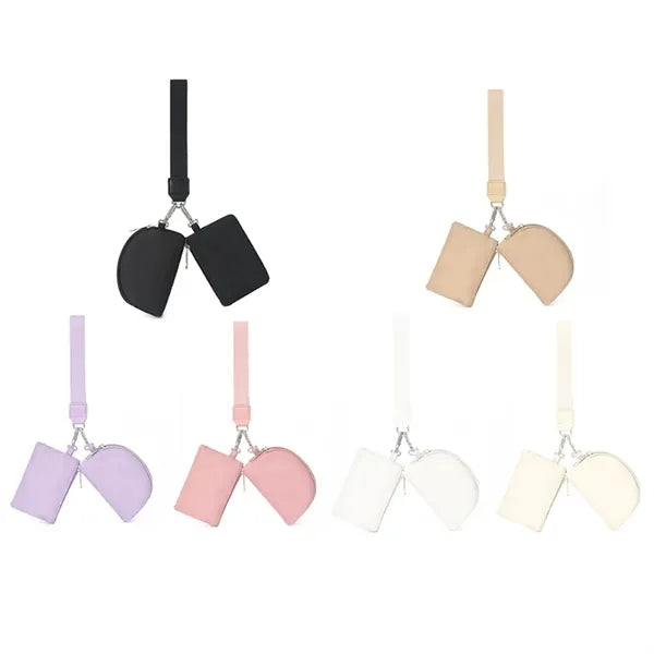 Mini Zip Wrist Wallet Dual Pouch Keychain Coin Pocket Purse