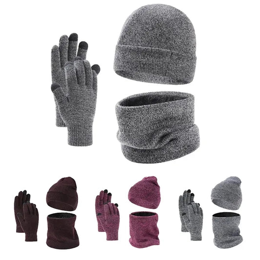 3 in 1 Winter Beanie Hat Scarf and Gloves Set