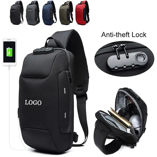 Anti Theft Sling Crossbody Bag with USB Charging Port
