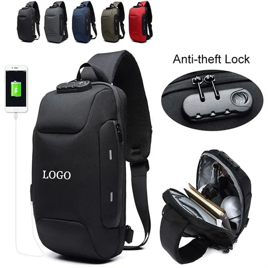 Anti Theft Sling Crossbody Bag with USB Charging Port