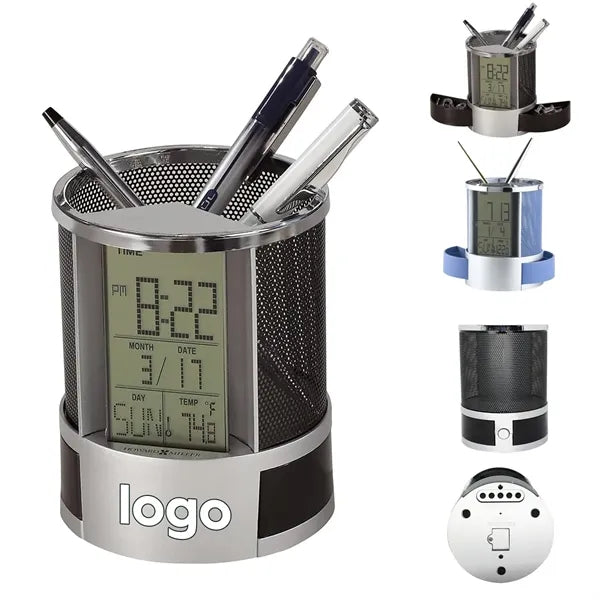 Digital Alarm Clock Pen Holder with Calendar