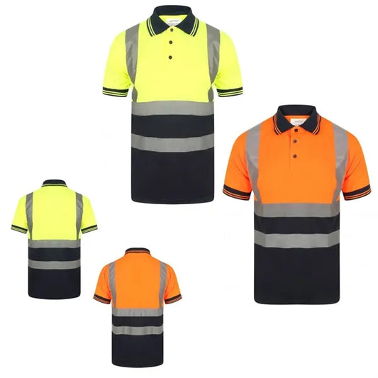 Sewn Taping Short Sleeve Reflective Safety Polo Shirt