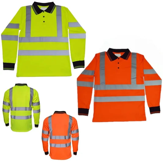 Long Sleeve Reflective Safety Polo - BirdsEye Mesh
