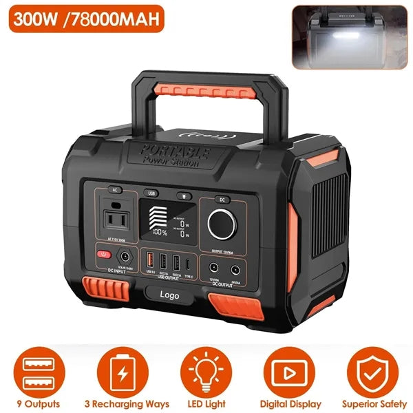 300W 78000MAH Portable Power Station Outdoor Solar Generator