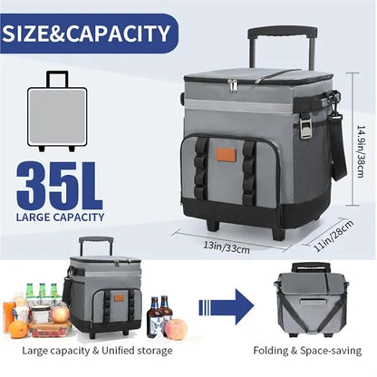 Removable Wheels Insulated Portable Foldable Cooler Bag