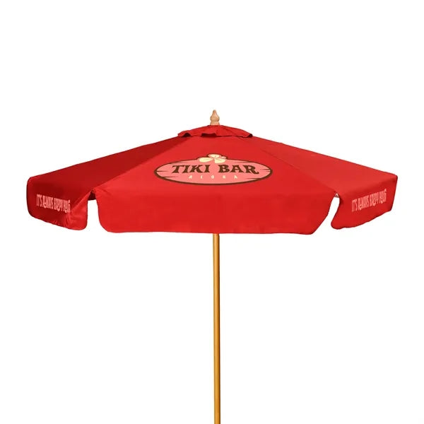 7' Wood Market Umbrella Kit With Valance (6 Imprints)