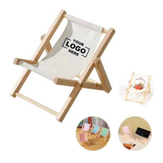 Wooden Mini Decorative Deck Chair Mobile Phone Holder