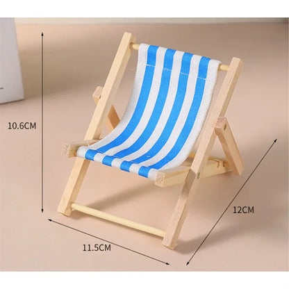 Wooden Mini Decorative Deck Chair Mobile Phone Holder