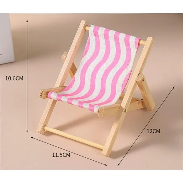 Wooden Mini Decorative Deck Chair Mobile Phone Holder