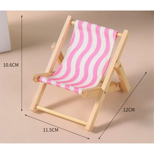 Wooden Mini Decorative Deck Chair Mobile Phone Holder