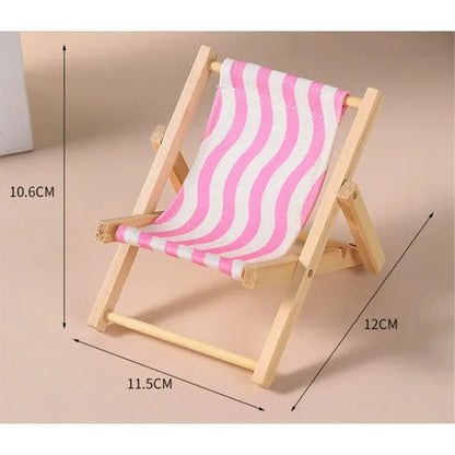 Wooden Mini Decorative Deck Chair Mobile Phone Holder