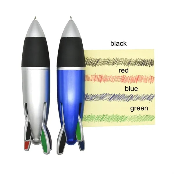 4 in 1 Multicolor Rocket Ballpoint Pen with Rubber Grip