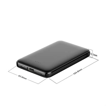 Power Bank 5000 mAh with Integrated Charging Cables